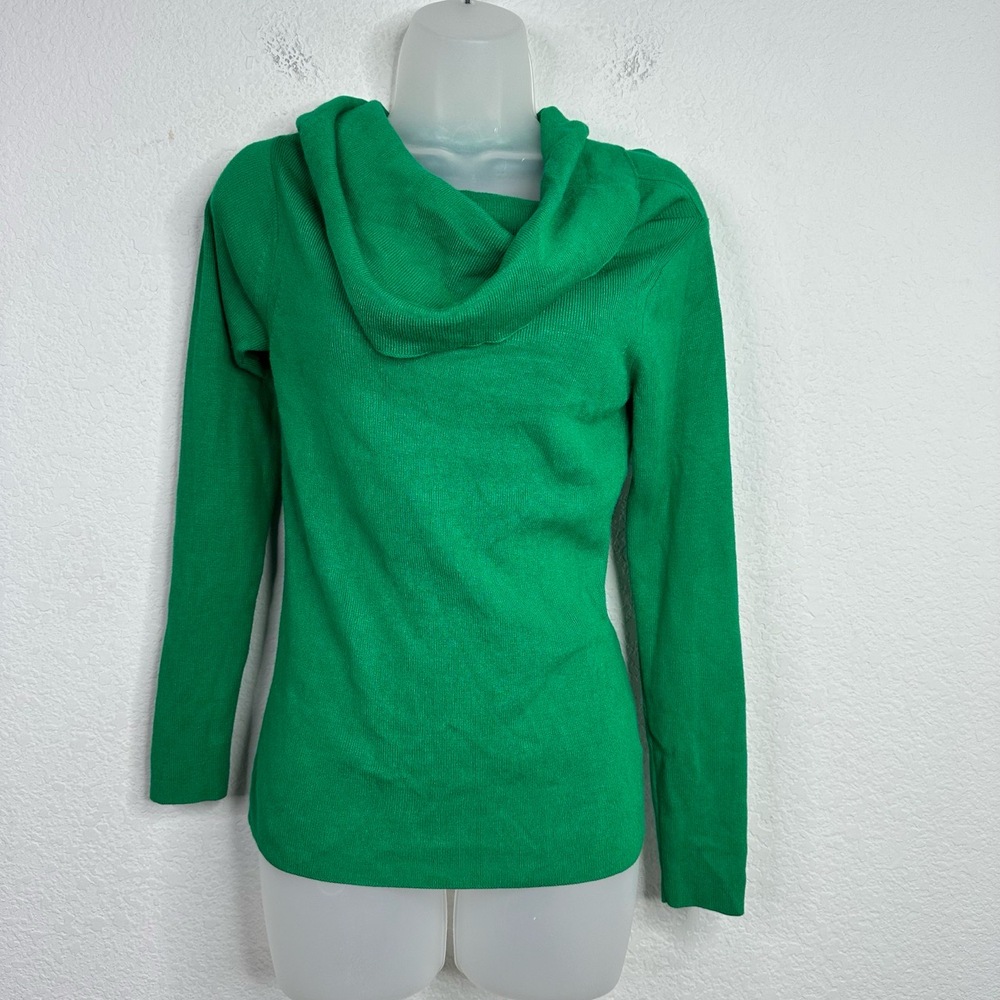 Ett:twa Anthropologie Sweater Women M Green Cowl‎ Knit Off Shoulder Minimalist